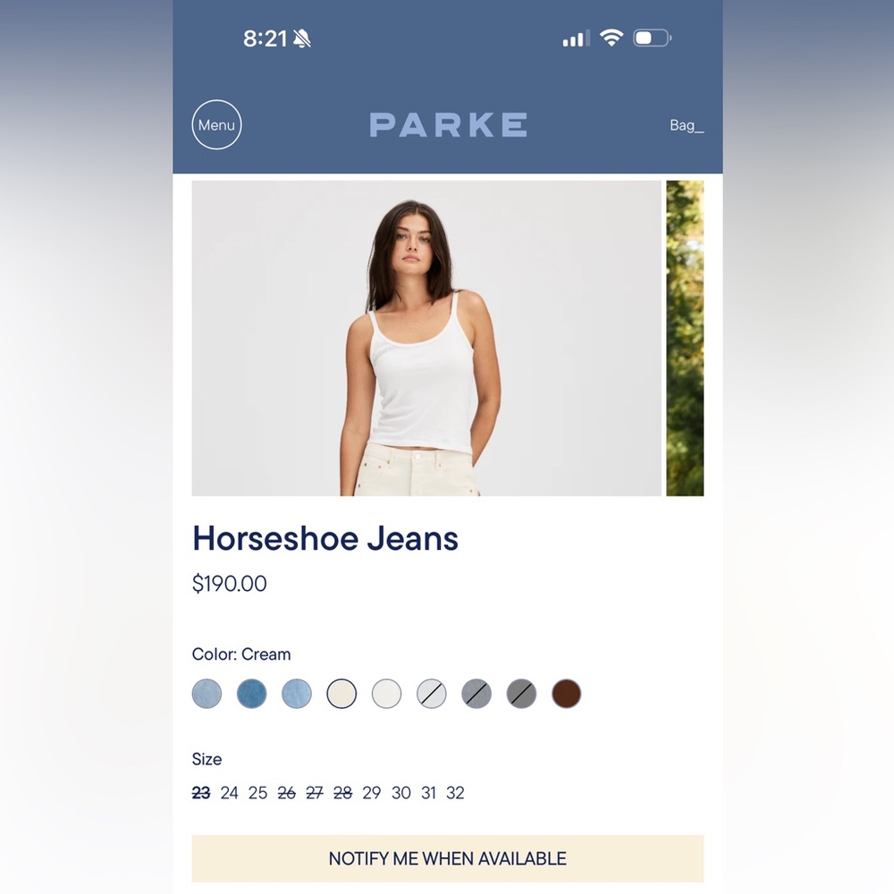 Parke Horseshoe Jeans in cream